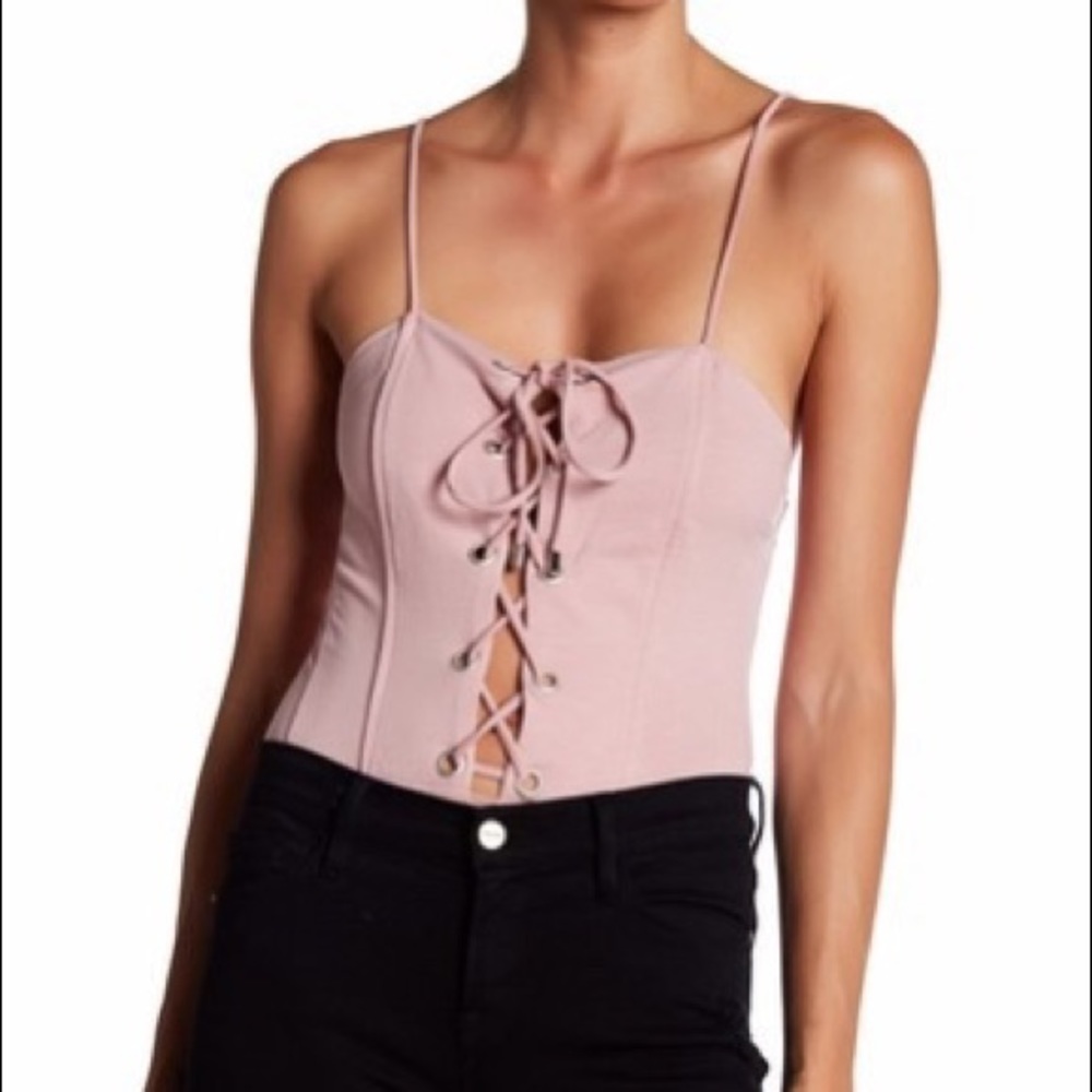 Leibl ‘38 pink lace up bodysuit